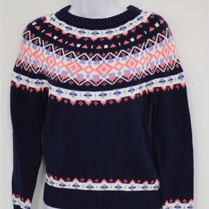 J. Crew Navy and Pink fair isle Sweater
